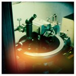 The master disc being cut at the studio